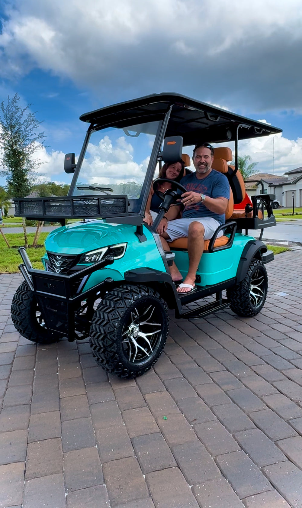 Golf cart in an outdoor lifestyle setting